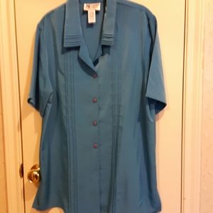 Short sleeve 100% Polyester Ladies Blouse